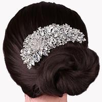 Luxury Silver Crystal Rhinestone Flower Hair Comb for Wedding Party Hair Jewelry