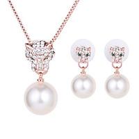 lucky doll alloy imitation pearl rhinestone silver plated jewelry set  ...