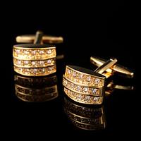 Luxury Crystal Gold Plated Cuff links Rhinestone French Cufflinks Shirt Cuff Buttons Mens Jewelry Wedding Gifts for Men Guests