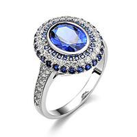 Luxury Classic Engagement Ring Sapphire AAA Cubic Zirconia Circle Gemstone Flower Jewelry For Wedding Ring
