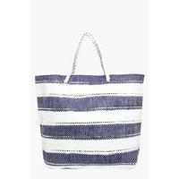 Lurex Striped Beach Bag - blue