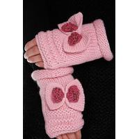 lurex bow knitted mittens