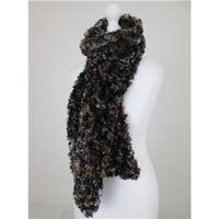 Luxurious Peacock Blues and Copper Brown Large Textured Tape yarn Scarf