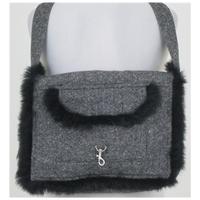 Lussile black & white flecked wool feel shouder bag