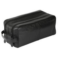 Luxury Black Leather Travel Wash Bag