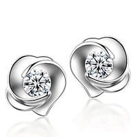 Lureme Korean Fashion 925 Sterling Silver Drill Rose Earrings