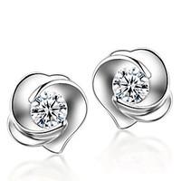 lureme korean fashion 925 sterling silver drill rose earrings