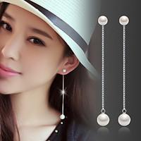 Lureme Korean Fashion 925 Sterling Silver Tassels Pearl Earrings