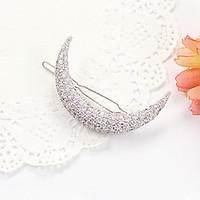 lucky doll womens elegant 925 silver plated cubic zirconia moon hair c ...