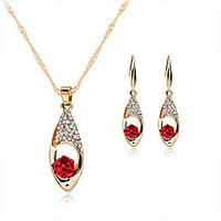 lucky doll crystal alloy rhinestone rose gold plated jewelry set neckl ...