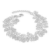 Lureme Fashion Silver Plated Hollow Multi-leaf Charm Bracelets for Teen Girl