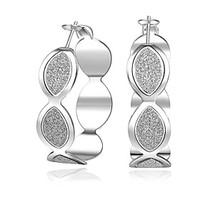 lureme Fashion Style Silver Plated Drop Shape Shiny Hoop Earrings