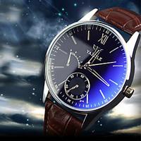 Luxury Brand Fashion Faux Leather Blue Ray Glass Men Watch 2015 Quartz Analog Business Wrist Watches Men montre homme Cool Watch Unique Watch