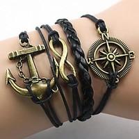 Lureme European Style Men\'s Anchor Black Compass Eight Characters Woven Bracelet Christmas Gifts