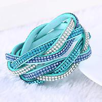 LuremeFashion Woven Leather Women\'s Multilayer Crystal Bracelets Jewelry Christmas Gifts