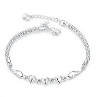 Lureme Simple Silver Plated Jewelry Heart with Wings Charm Bracelets for Women