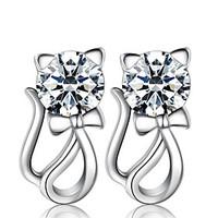 Lureme Korean Fashion 925 Sterling Silver Crystal Hollow Out Cat Hypoallergenic Earrings