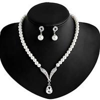 Lucky Doll Alloy / Imitation Pearl / Rhinestone / Silver Plated Jewelry Set Necklace/Earrings Wedding / Party