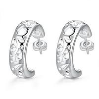 luremeFashion Style Silver Plated Crescent Shaped Hoop Earrings
