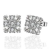 luremeFashion Style Silver Plated With Zircon Snowflake Shaped Stud Earrings