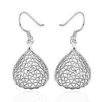 lureme Fashion Style Silver Plated Hollow Shape Drop Earrings