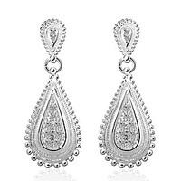 lureme Fashion Style Silver Plated Drop Shape with Zircon Stud Earrings