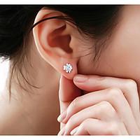 Lureme Korean Fashion 925 Sterling Silver Crystal Clover Hypoallergenic Earrings