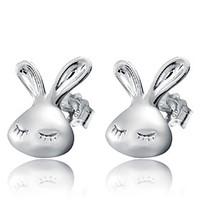 lureme korean fashion 925 sterling silver little white rabbit earrings