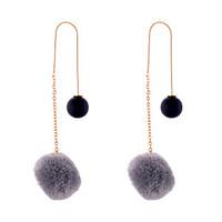 Lureme New Thread Chain with Imitation Pearl and Pom Pom Dangle Earrings for Women and Girls