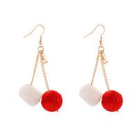 lureme handmade colorful pom pom earrings with chain and gold star pen ...
