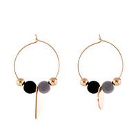 Lureme Handmade Colorful Velvet Balls Hoop Earrings with Gold Triangle Round Pendant