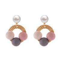Lureme New Rainbow Cloud with Cute Colorful Velvet Balls Stud Earrings for Girls