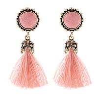 Lureme Women\'s Vintage Handcrafted Velvet Ball Tassel Earrings