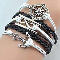 LuremeEuropean Style Men\'s Compass Anchor Multi Friendship Woven Bracelet Christmas Gifts
