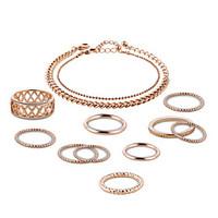 lucky doll jewelry set unique design chrome rose gold plated circle fo ...