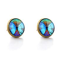 Lureme Vintage Jewelry Time Gem Series Fluorescent Big Butterfly Antique Bronze Stud Earrings for Women and Girls