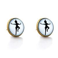 Lureme Vintage Jewelry Time Gem Series The Girl Dancing Antique Bronze Stud Earrings for Women