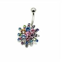 lureme316l surgical titanium steel crystal colorfulflowers navel ring