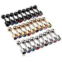 Lureme316L Surgical Titanium Steel Crystal Single Stud Earrings (Random Color)