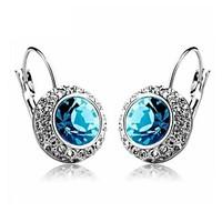Luxury Austria Crystal Stud Earrings for Women Shining Earrings Fashion Jewelry Accessories Silver Plated