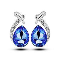 Luxury Austria Crystal Stud Earrings for Women Waterdrop Earrings Fashion Jewelry Accessories Silver Plated