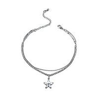 lureme shining cubic zirconia chain and beads chain with star anklet f ...