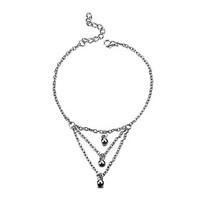 Lureme Simple Silver Tone Metal Beads Tassel Anklet Foot Jewelry for Women