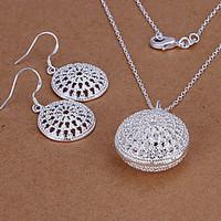 Lucky Doll Women\'s 925 Silver Plated Cut Out Necklace Earrings Jewelry Sets