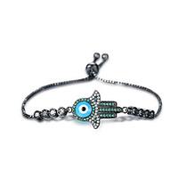 Lureme Mystical Cubic Zirconia Hamsa Hand Talisman Evil Eye Adjustable Bracelet