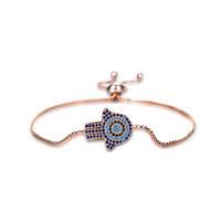 Lureme Cubic Zirconia Hamsa Hand Talisman Evil Eye Adjustable Bracelet