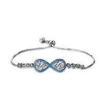 Lureme Women\'s Cubic Zirconia Bow Shape Evil Eye Adjustable Bracelet