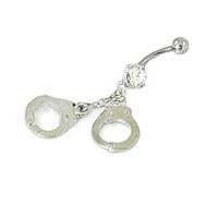 lureme316l surgical titanium steel crystal handcuffs pendant navel rin ...