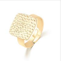 Lureme European Style Fashion Individuality Gold Square Alloy Cuff Rings