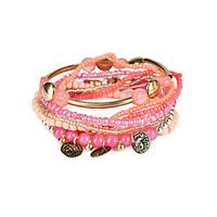 Lureme Bohemian Tube Beads Coin Charms Multi Strand Textured Stackable Bracelet Set